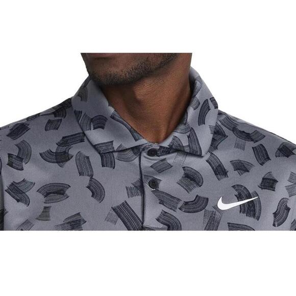 Nike Tour Dri-FIT Rake Lines All Over Print Golf Polo Smoke Grey Sz S FD5735-070 - Picture 2 of 6